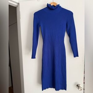 Nina Leonard Royal Blue Long Sleeve Turtleneck Sweater Dress